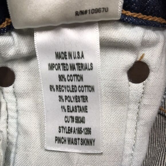 AGOLDE Pinch Waist Skinny Jeans Women 28x30 Dark Wash Blue Whisker USA Stretch - Picture 12 of 16